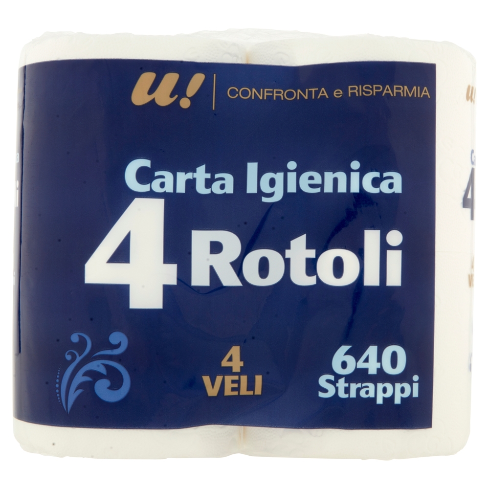 4 Rotoli Carta Igienica 4 Veli U! Confronta e Risparmia